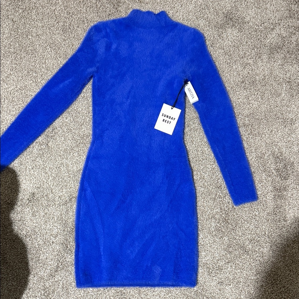 Aritzia Sunday Best Vibrant Blue Long Sleeve Dress
